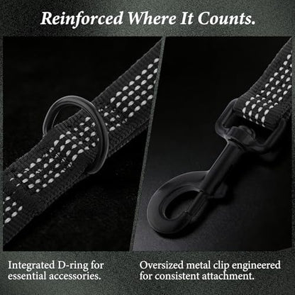 Double Handle Dog Leash 6 FT Reflective 2 Handle Traffic Lead with Padded Grip, Heavy Duty Nylon Leash for Walking Training, for Small Medium Large Dogs, Black - color: Black