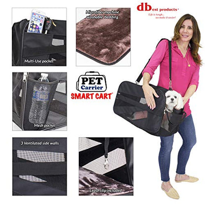 dbest products Pet Smart Cart Carrier, Large, Black, Soft Sided Collapsible Folding Travel Bag, Dog Cat Airline Approved Tote Luggage Backpack - color: Black, size: 18.0"L x 12.0"W x 20.0"H, style: Carrier Only