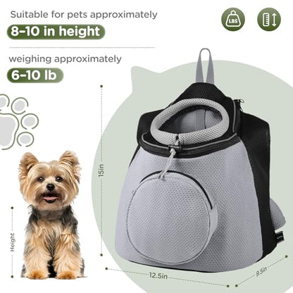 BONTHEE Pet Dog Backpack Carrier Small Pet Front Backpack,Ventilated Mesh Dog Travel Back Pack with Sturdy PE Bottom Support, Chest Buckle for Small Dogs & Cats, Outdoor Hiking for Pets Up to 10 lbs
