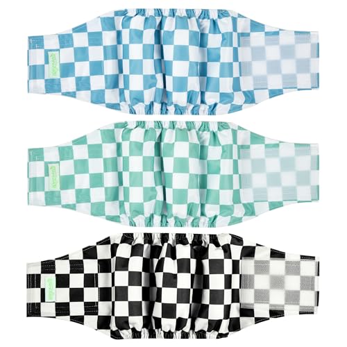 wegreeco Washable Male Dog Belly Band Stylish - Dog Diapers Male - Washable Male Dog Belly Wrap, Dog Diapers Male (Blue, Green, Black Checkerboard, X-Small) - color: Blue, Green, Black Checkerboard, size: X-Small (Pack of 3)