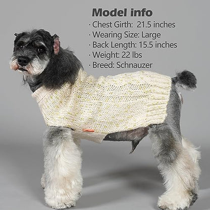 KYEESE Dog Sweater Pullover Winter Coat Turtleneck Knitwear with Golden Yarn for Small Dog, Beige, Medium - color: Beige, size: Medium