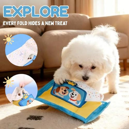 Interactive Dog Puzzle Toy | Anti-Boredom & Mental Stimulation | Snuffle Mat for Dogs | Slow Feeding & Enrichment Game | Small, Medium Dogs | Pizza, Bowling or Tissue (Tissue) - color: Tissue (Blue)