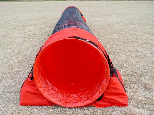 20' Heavy Duty Dog Agility Tunnel with 2 Sets of Tiedown System, Competition & Training, Multiple Colors, 2 Lengths (Red) - color: Red
