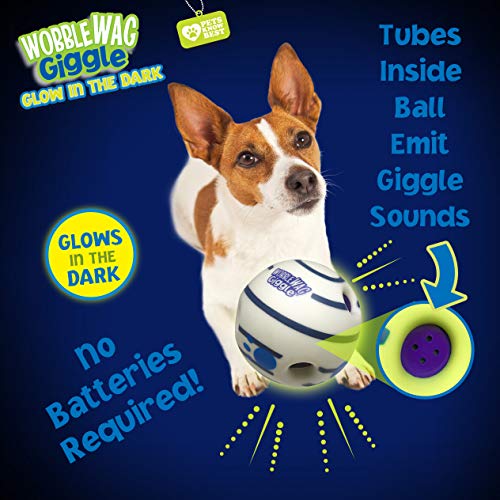 Wobble Wag Giggle Glow in the Dark | Rolling Enrichment Toy for Playtime, Interactive Play for Indoor or Outdoor, Keeps Dogs & Puppies Large, Medium or Small Busy & Moving, As Seen on TV | Pack of 1 - style: Glow In The Dark