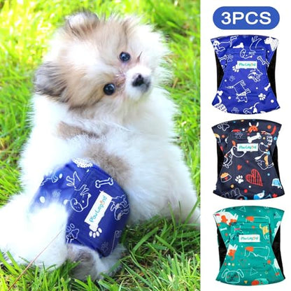 Paw Legend Washable Dogs Diapers Male Dog Belly Bands for Male Dogs Diapers Reusable Puppy & Doggie Diapers Male - color: Cute Dog, size: X-Small