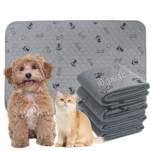 Reusable Potty Pads for Dogs - 4 Pack 18"x24" Washable Pee Pads Waterproof Puppy Pads with Non-Slip Backing, Super Absorbent & Leakproof Pet Training Pads for Potty, Crate, Playpen, Bed, Sofa - size: 18''x24''(Pack of 4)