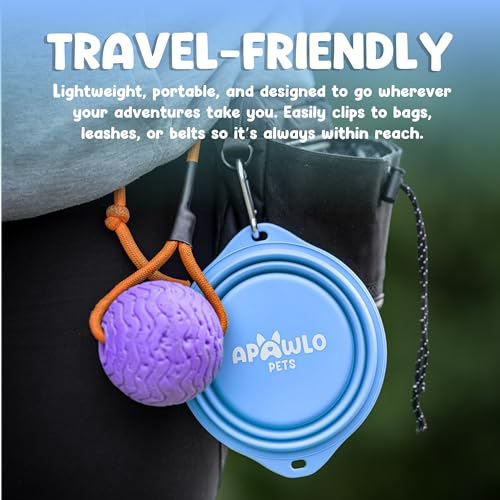Collapsible Dog Bowl - 800ml/27 oz Portable Silicone Travel Water Bowl for Dogs with Carabiner | Foldable, Dishwasher Safe | Hiking, Camping Dog Essentials & Outdoor Pet Feeding - Blue - color: Blue