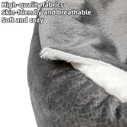 Small Dog Bed with Cover Cave - Covered Round Puppy Bed with Hooded Blanket, Machine Washable Burrow Pet Bed for Small Dogs and Cats, Cozy Cave Dog Bed with Anti-Slip Bottom (Beige,X-Large) - color: Beige, size: X-Large