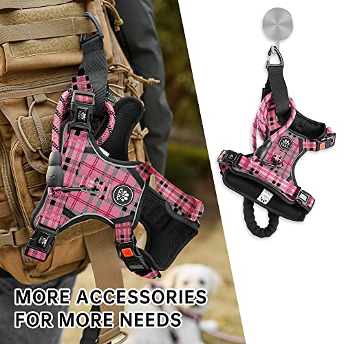 NESTROAD No Pull Dog Harness with Leash, Reflective No Choke Pet Vest Harness,Adjustable Soft Padded Dog Harness with Easy Control Handle for Small Dogs(Checkered Pink,Small) - color: Checkered Pink, size: 【S】neck 11-15" chest 15-21"