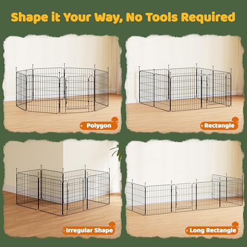 Yaheetech Expandable Dog Playpen, 8 Panel 24 inch Puppy Playpen with Door Indoor/Outdoor Pet Fence for Small Medium Dogs - size: 24 inch