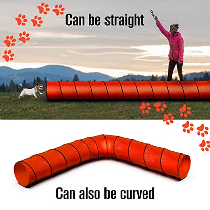 Houseables Dog Agility Tunnel, Dog Tunnel, Agility Equipment, 18 Feet, Puppy Obstacle Course, Crawling, Pet Playground, Small, Medium, Large, Indoor/Outdoor, Play, Pop Up Set, Exercise Tube, Toy, Red - color: Red