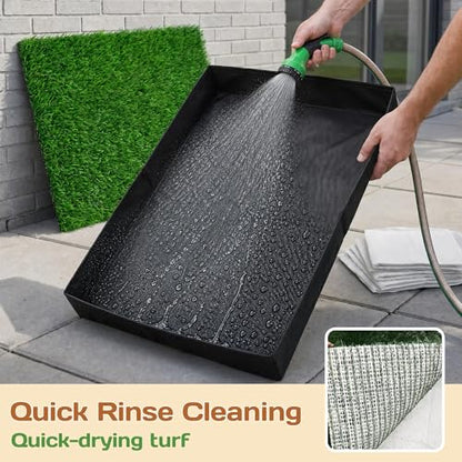 Dog Grass Pad with Tray - 32"x22" Dog Potty Grass with 8pc Pee Pads, Reusable Artificial Grass for Dogs Potty, Portable Indoor Outdoor Dogs Litter Box for Patio Balcony Porch