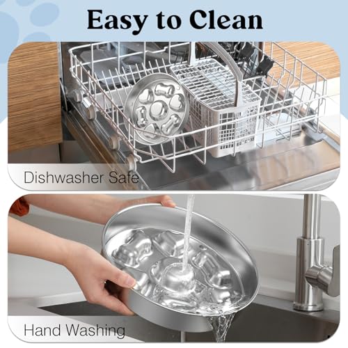 Slow Feeder Dog Bowls, 304 Stainless Steel Slow Feeder Bowl 5 Cups Metal Pet Food Bowl with Non-Slip Base for Medium & Large Breed, Bloat Stop, Dishwasher Safe - color: Silver, size: 5 Cups