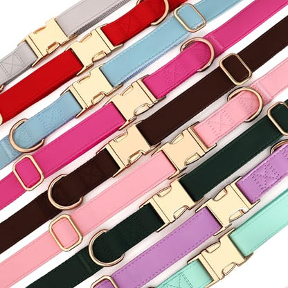 PET ARTIST Soft PU Leather Dog Collar, Bright & Stylish Hot Pink Dog Collar Girl with Quick Release Rose Metal Buckle, Nylon Padded Durable Pet Collars Adjustable for Medium Dogs, Neck Fit 13-19" - color: Hot Pink, size: M: Fit 13-19" Neck(20-55 lbs)