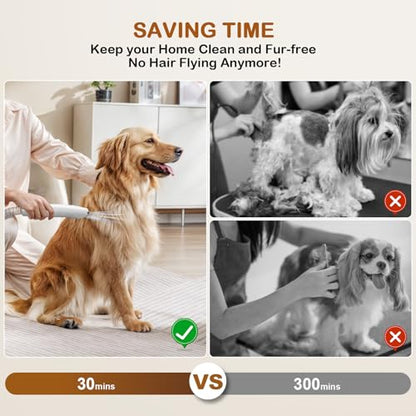 Dog Grooming Vacuum, Dog Grooming Kit, 3 Suction Modes Dog Brush Vacuum with 5 Pet Grooming Tools (Off-white) - color: Off-white