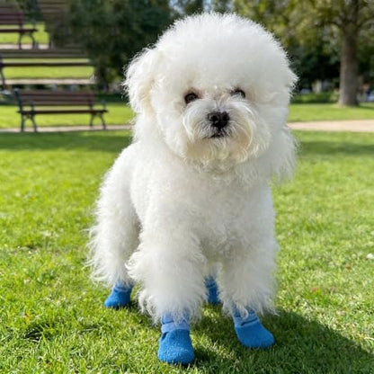 4pcs Nonslip Pet Shoes Waterproofed and Wear for Dog Various Weather Protecting Easyly Waterproofed Dog Shoes - color: Yellow, size: M