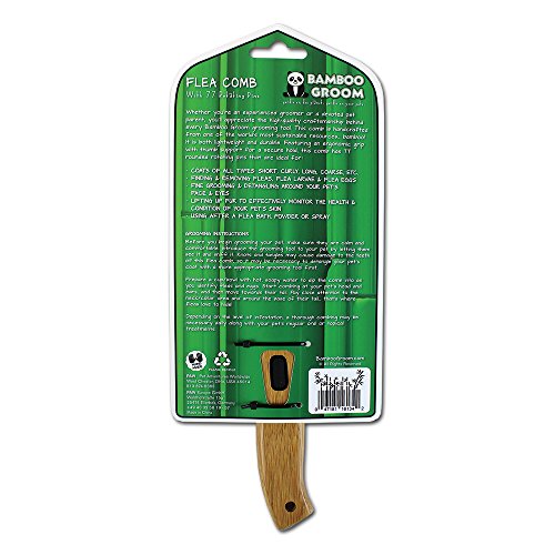 Alcott Bamboo Groom Flea Comb with 77 Rotating Pins for Pets