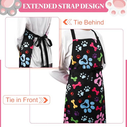 Dog Grooming Waterproof Apron with 2 Pockets, Cute Animals Puppy Dog Pets Apron - style: Dog Paw Silhouette