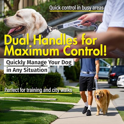 Hands Free Dog Leash with Waist Belt Lifetime Replacement, Dual Handle Bungee Leash for Running, Jogging, Hiking and Walking, for Medium and Large Dogs 5318 - color: Grey