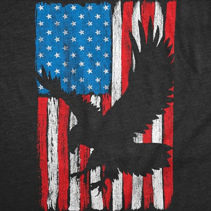 Womens Patriotic T Shirts Funny Fourth of July Tees for Women on Independence Day - color: Heather Black - Eagle in Flag, size: X-Large