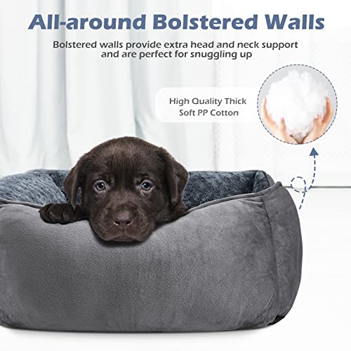 INVENHO Dog Bed Medium Size Dog, Orthopedic Warming Soft Calming Sleeping Puppy Bed Durable Pet Bed with Anti-Slip Bottom - color: Grey, size: M(25"x 21"x 8")
