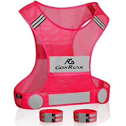 Reflective Vest Running Gear,Lightweight Reflective Safety Vests with Arm Bands - color: Pink, size: X-Large