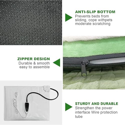 GOLOPET Cat Heating Pad 28x18 in Pet Heating Pads for Cats，Waterproof Smart Thermostat Switch, Adjustable Heated Cat Bed (Green, 34.0" L x 23.0" W x 0.5" Th) - color: green, size: 34 x 23 in