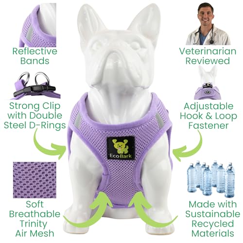 EcoBark Premium Teacup Dog Harness - Luxury Soft Tiny and Toy Breed Dog Harnesses for Puppy - Mini Step in Vest Body Halter Under 5 lbs (XXXS, Lavender) - color: Lavender, size: XXXS- 2 to 3 lbs- Chest up to 10 in (Pack of 1)