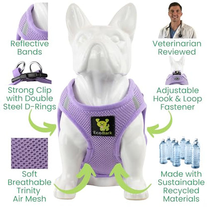 EcoBark Premium Teacup Dog Harness - Luxury Soft Tiny and Toy Breed Dog Harnesses for Puppy - Mini Step in Vest Body Halter Under 5 lbs (XXXS, Lavender) - color: Lavender, size: XXXS- 2 to 3 lbs- Chest up to 10 in (Pack of 1)