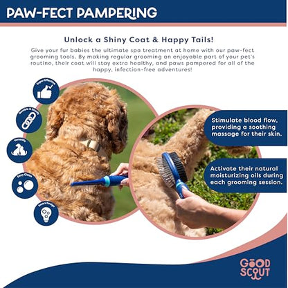 Good Scout 2-Piece Deshedding Tool Set with Comb & Soft Bristle Brush, Best Deshedding Tool for Dogs & Cats, Gentle, Safe & Effective Grooming Tool for Short or Long Haired Animals - style: Comb & Bristle Brush