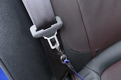 Mogoko Pet Dog Car Seat Belt Restraint, Coated Stainless Steel Chew Proof Dog Vehicle Safety Tether Cable, Double Clip No-Chew Pet Car Leash Lead-31 Inch - color: Blue, size: 31 inches
