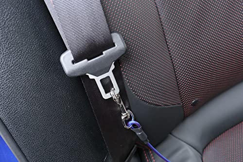 Mogoko Pet Dog Car Seat Belt Restraint, Coated Stainless Steel Chew Proof Dog Vehicle Safety Tether Cable, Double Clip No-Chew Pet Car Leash Lead-24 Inch - color: Blue, size: 24 inches