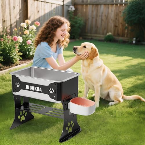 3 Gallon Elevated Dog Bowl Large Breed Raised Dog Water Bowl Stand,3 Height Adjustable Stainless Steel Pet Feeder Station with Anti-Slip Mat,Black Pet Bowl for Relief Joint Pressure,Easy Clean - color: Black, size: XL