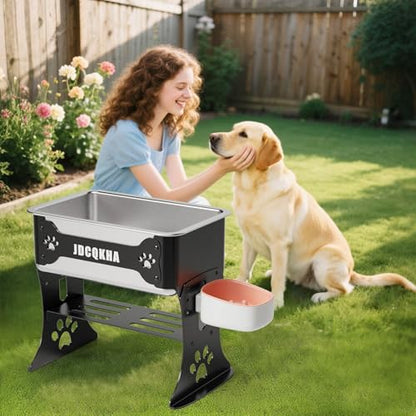 3 Gallon Elevated Dog Bowl Large Breed Raised Dog Water Bowl Stand,3 Height Adjustable Stainless Steel Pet Feeder Station with Anti-Slip Mat,Black Pet Bowl for Relief Joint Pressure,Easy Clean - color: Black, size: XL