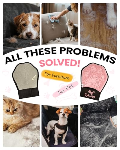 Pet Hair Removal Glove for Dogs & Cats, 2-in-1 Double-Sided Pet Grooming Tool, Electrostatic Pet Hair Remover Glove for Clothes & Furniture + Silicone Brush for Deshedding Pets,Pink - color: 1pcs-Pink