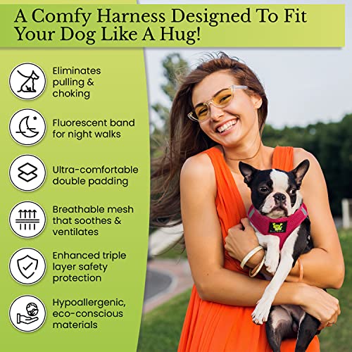 EcoBark Pink XXXS Dog Harness, Soft Mesh No Pull Mini Body Halter for Toy Breeds up to 10in, Escape Proof, Recycled Straps, Adjustable, Teacup Dog Harness Vest Under 5lbs - color: Pink, size: XXXS- 2 to 3 lbs- Chest up to 10 in (Pack of 1)