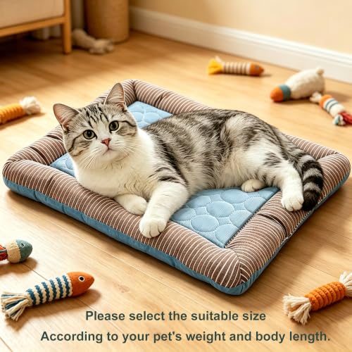 RPGT Summer Pet Self Cooling Pad Washable Sleeping Blanket- No Need to Freeze Or Refrigerate 13.4"x 17.7" Kennel Mat for Small Medium Dog and Adult Cat - size: Small