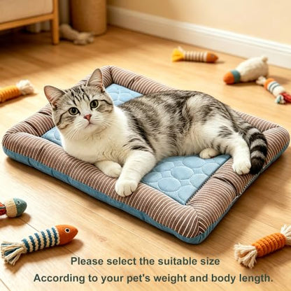 RPGT Summer Pet Self Cooling Pad Washable Sleeping Blanket- No Need to Freeze Or Refrigerate 13.4"x 17.7" Kennel Mat for Small Medium Dog and Adult Cat - size: Small