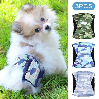 Paw Legend Washable Dogs Diapers Male Dog Belly Bands for Male Dogs Diapers Reusable Puppy & Doggie Diapers Male - color: Camo, size: X-Small