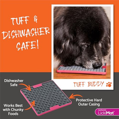 LickiMat Tuff, Heavy-Duty Buddy, Dog Slow Feeder Lick Mat, Boredom Anxiety Reducer; Perfect for Food, Treats, Yogurt, or Peanut Butter, Fun Alternative to a Slow Feed Dog Bowl, Green - color: Green