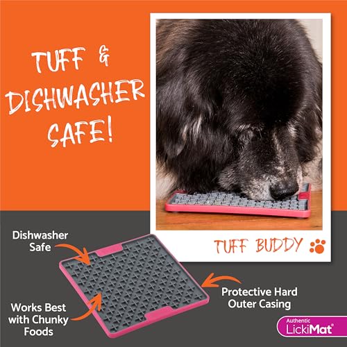 LickiMat Tuff, Heavy-Duty Buddy, Dog Slow Feeder Lick Mat, Boredom Anxiety Reducer; Perfect for Food, Treats, Yogurt, or Peanut Butter, Fun Alternative to a Slow Feed Dog Bowl, Turquoise - color: Turquoise