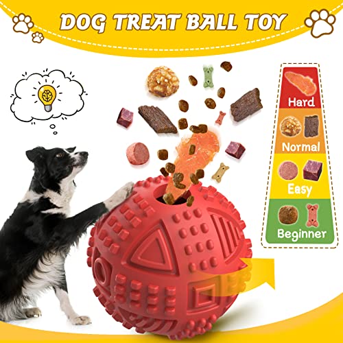LEGEND SANDY Dog Balls Treat Dispensing, Dog Toys for Aggressive Chewers Large Breed, Nearly Indestructible Squeaky Dog Chew Toys for Large Pet, Natural Rubber Doggie Puzzle Toys, ToughTreat Ball - color: Ball-Red