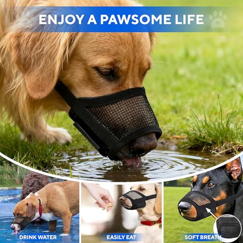 Evollax Extra Large Dog Muzzle - Air Mesh XL Dog Muzzle to Stop Biting, Barking and Chewing