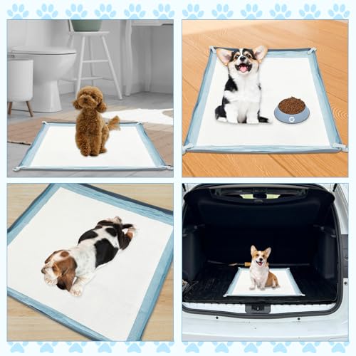 19pcs Puppy Pee Pad Tray Holder Set for Dogs, Non-Slip Silicone Dog Pee Pad Holder for 23.6" X 23.6" Training Pads, High Edge Easy Cleaning Pee Pad Tray with 8 Holder Clamps and 10pcs Puppy Potty Pad