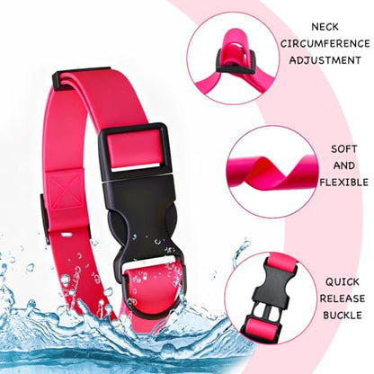 Waterproof Dog Collar Durable and Easy to Clean Rubber Dog Collars Odor-Proof Fits Small Medium Large Dogs (Pink, Medium (11.8-18.5” Neck)) - color: Pink, size: Medium (11.8 -18.5” Neck)