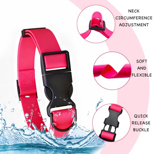 Waterproof Dog Collar Durable and Easy to Clean Rubber Dog Collars Odor-Proof Fits Small Medium Large Dogs (Pink, Large (15.4-24.8” Neck)) - color: Pink, size: Large (15.4 - 24.8” Neck)