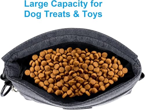 Viklluyr Dog Treat Pouch Bag with Magnetic Closure, Dog Food Carrier with Removable Inner Pocket, Perfect Dog Training Bag for Agility Training - Including Carabiner - color: Blue, size: M