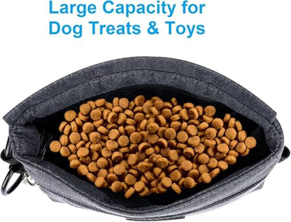 Viklluyr Dog Treat Pouch Bag with Magnetic Closure, Dog Food Carrier with Removable Inner Pocket, Perfect Dog Training Bag for Agility Training - Including Carabiner - color: Blue, size: M