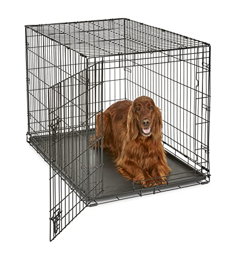 Midwest Homes for Pets 42-Inch New World Crate for Large Breeds, 71-90 lbs, Single Door Folding Dog Crate, Leak-Proof Tray & Secure Latch, Portable, Durable & Easy to Assemble - color: Single Door - Black