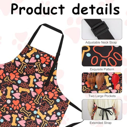 Dog Grooming Waterproof Apron with 2 Pockets, Cute Animals Puppy Dog Pets Apron - style: Cartoon Heart Bone